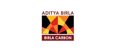 Logo for Aditya Birla Carbon, featuring the company name in text above and below a central geometric sunburst icon.