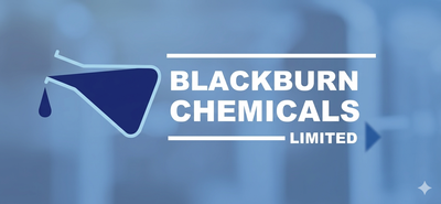 The Blackburn Chemicals Limited logo featuring a dark blue stylized chemical flask on a light blue background.