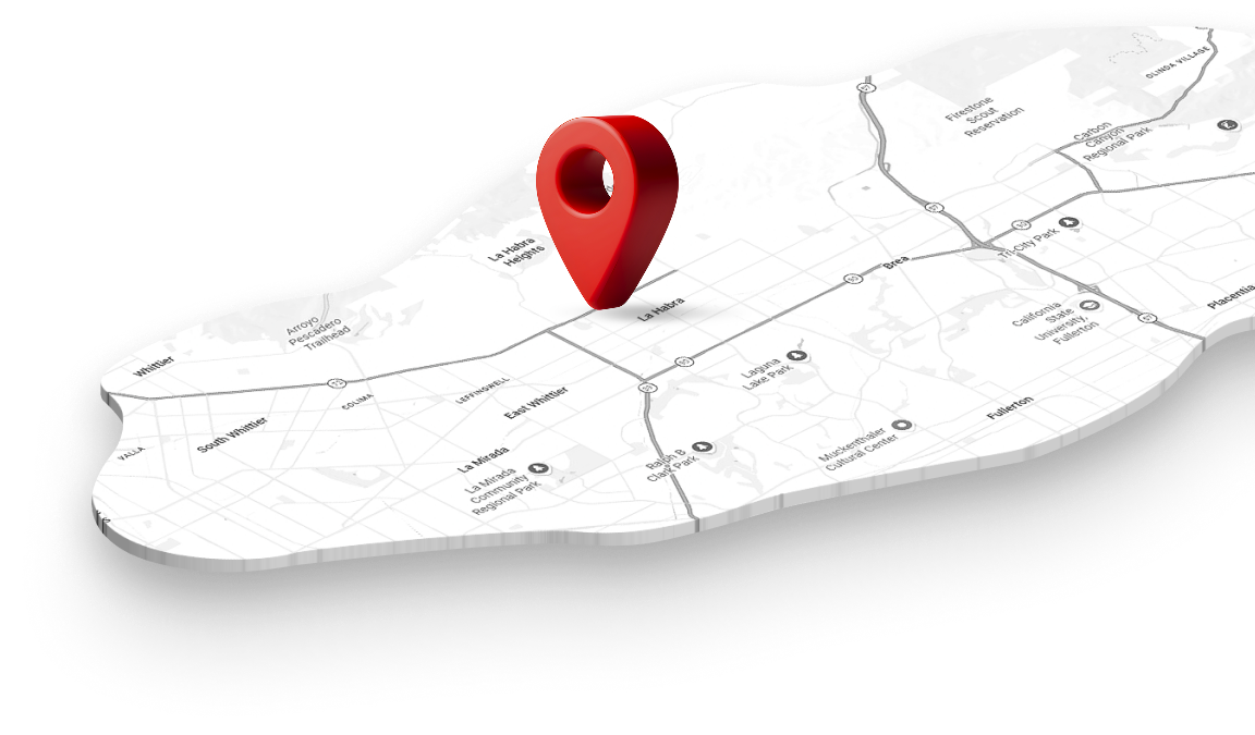 A red map pin marker sits on a stylized, light-gray isometric map showing roads and neighborhood sections. | Cornerstone Auto Solutions