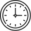 A black and white line-art icon of an analog clock set to three o'clock. | Cornerstone Auto Solutions