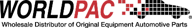 Logo for WORLDPAC, a wholesale distributor of original equipment automotive parts, featuring a pixelated car graphic. | Cornerstone Auto Solutions