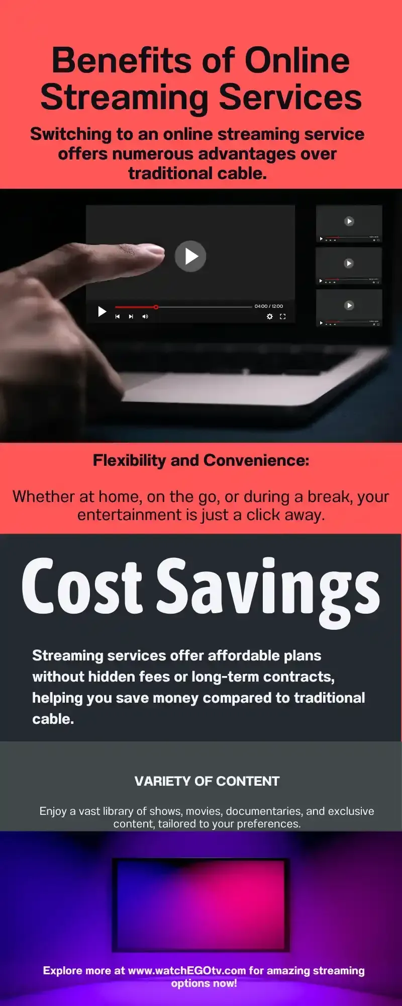 Infographic showing benefits of online streaming services over cable