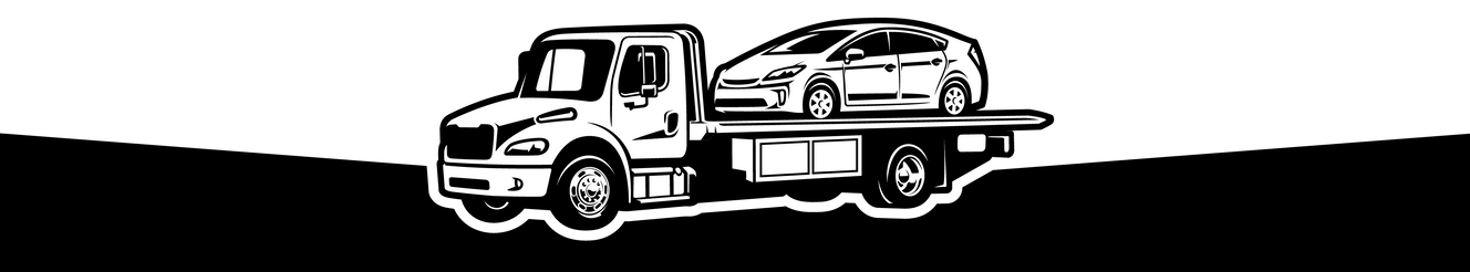 A black and white drawing of a truck driving down a hill.