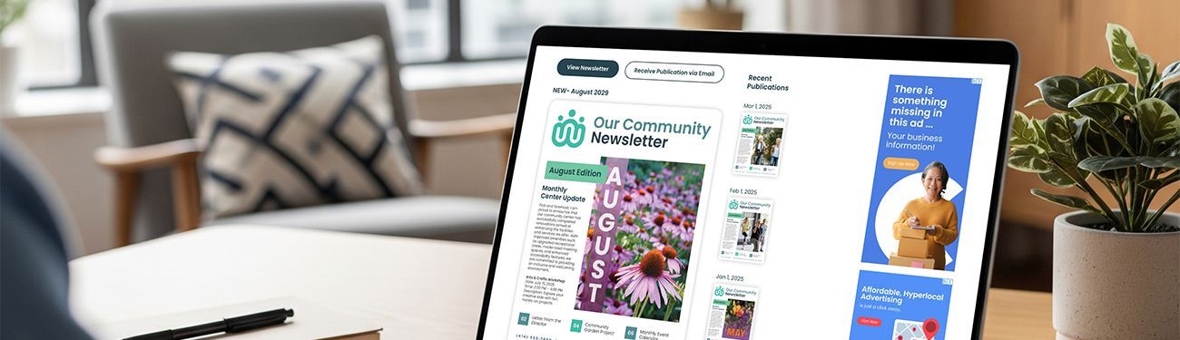 Image of a computer screen with an electronic newsletter displayed on it.