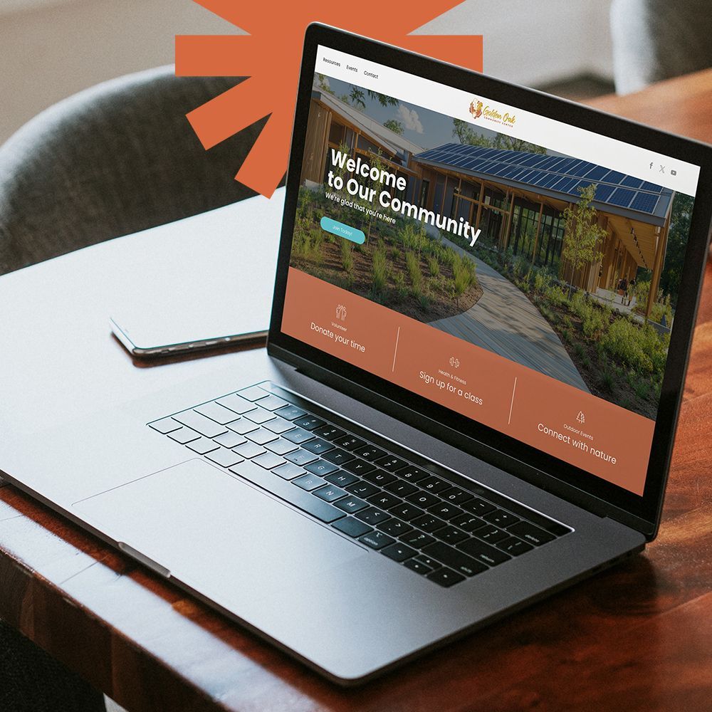 Laptop displaying a community website.