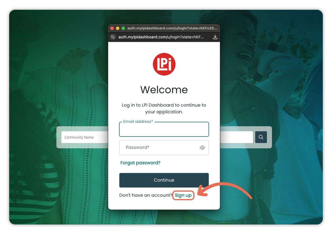 A screenshot of a welcome page on a website.