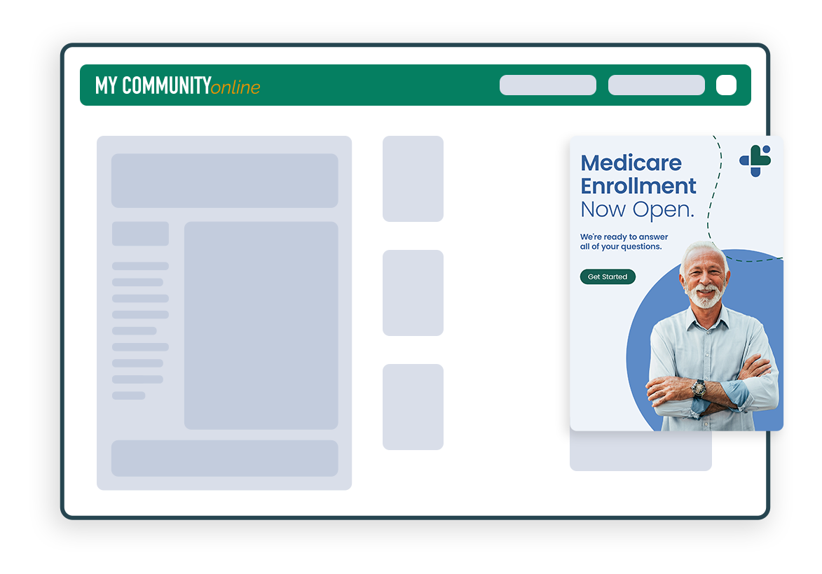 A website with a picture of an older man on it.