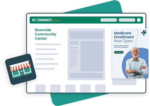 An illustration of a website for a medicare enrollment center.