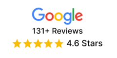 The google logo has 131+ reviews and 4.6 stars.