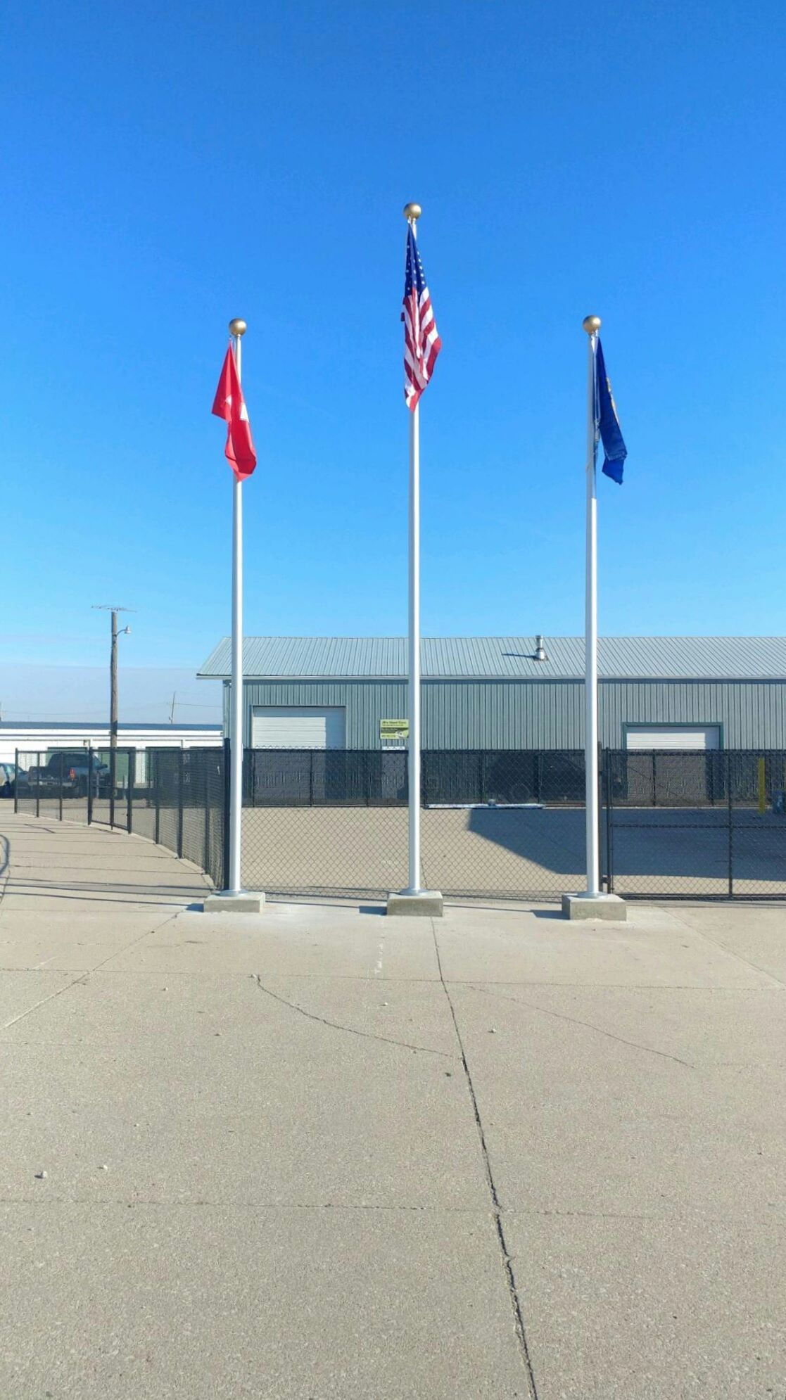 25 Silver Flag Pole With 3 Flags — Omaha, NE — A -1 Flags, Poles, and Repair