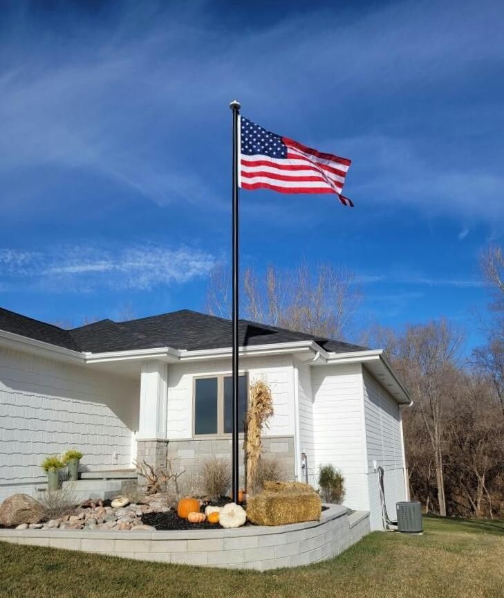 25 Black Flag Pole With White House — Omaha, NE — A -1 Flags, Poles, and Repair