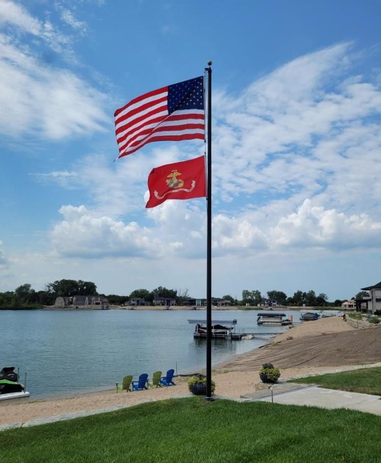 25 Black Flag Pole With Water — Omaha, NE — A -1 Flags, Poles, and Repair