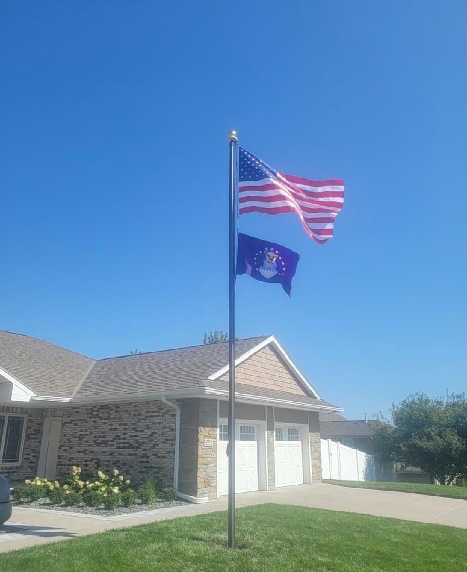 25 Bronze Flag Pole With House And Flags — Omaha, NE — A -1 Flags, Poles, and Repair