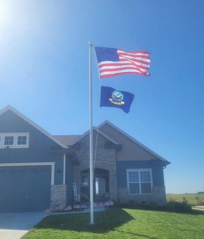 25 Silver Estate Flag Pole With 2 Flags — Omaha, NE — A -1 Flags, Poles, and Repair