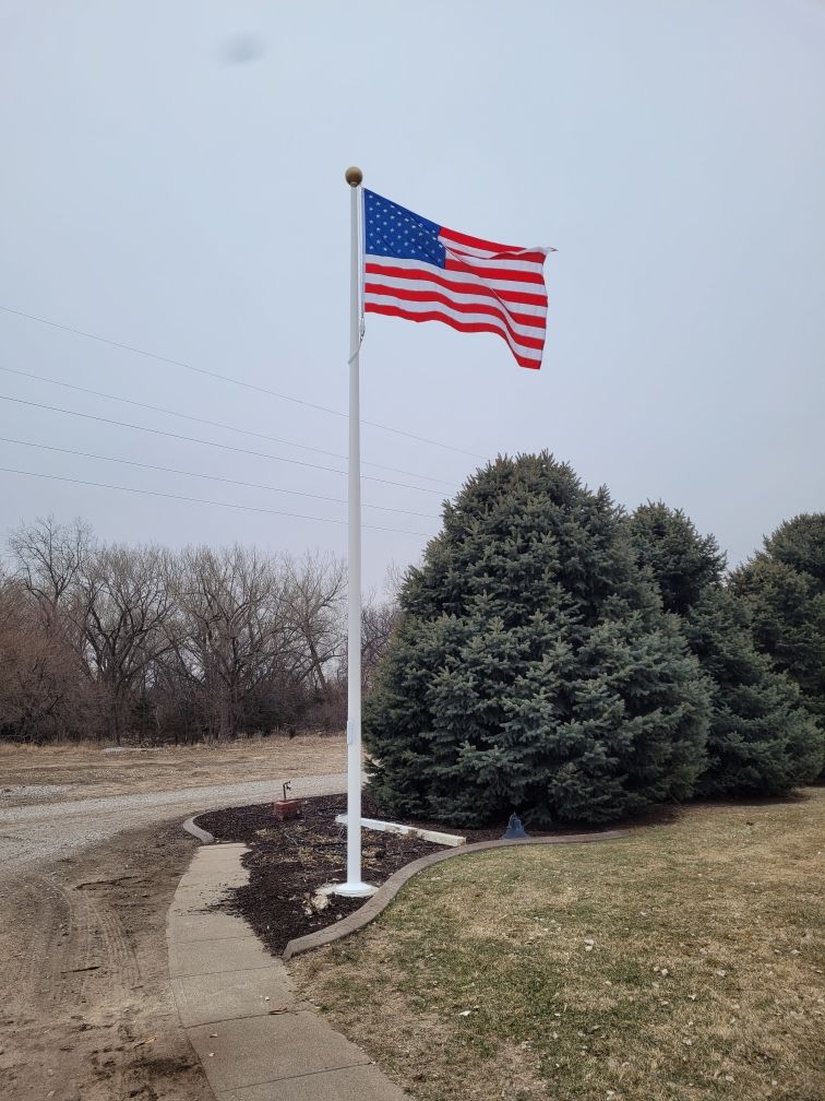 25x5 White Sentry Flag Pole — Omaha, NE — A -1 Flags, Poles, and Repair