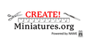 CREATE! Miniatures.org logo with scissors, ruler, pencil, and “Powered by NAME” text