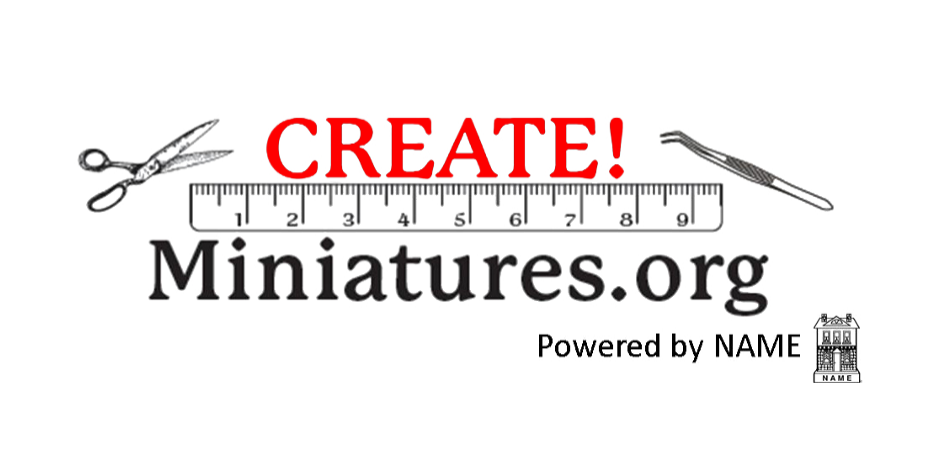 CREATE! Miniatures.org logo with scissors, ruler, pencil, and “Powered by NAME” text
