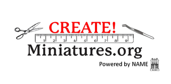 CREATE! Miniatures.org logo with scissors, ruler, pencil, and “Powered by NAME” text