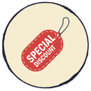 Red “Special Discount” tag with a gray string on a cream circle background