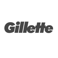A black and white logo for gillette on a white background.