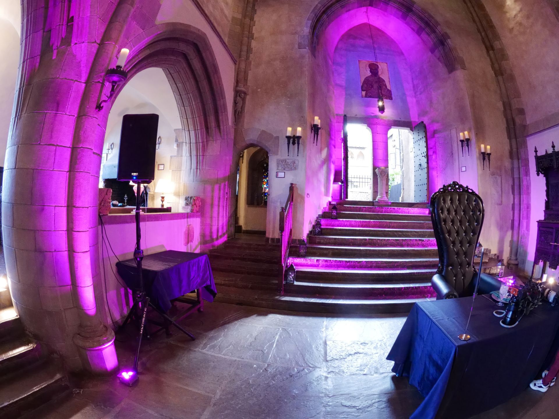 Hammond Castle Wireless Uplighting by Party Time Events - Pink