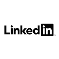 The linkedin logo is black and white on a white background.