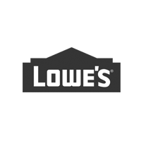 The lowe 's logo is black and white and looks like a house.