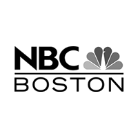 A black and white logo for nbc boston on a white background.