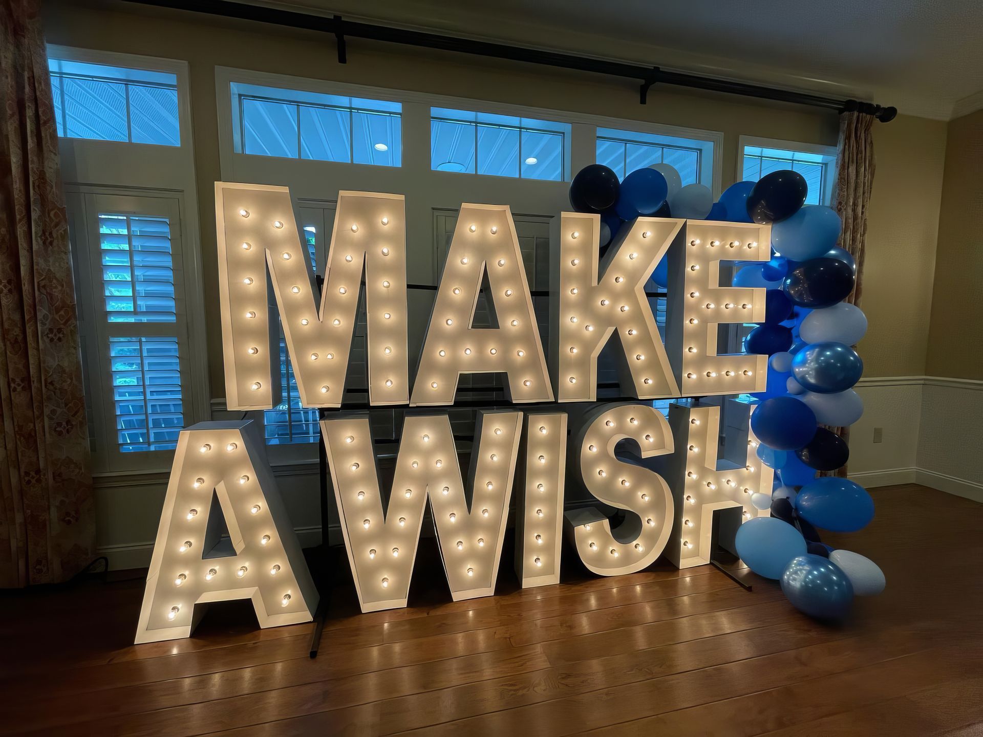 Make A Wish Foundation Lit Marquee by Party Time Events Group Boston