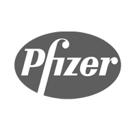 A black and white logo for pfizer on a white background.