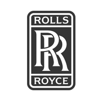 A black and white logo for rolls royce on a white background.