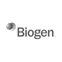 A black and white image of the biogen logo.