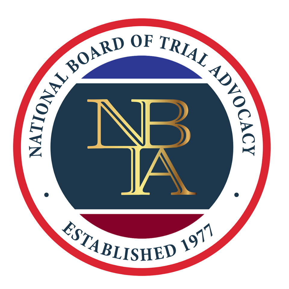 The logo for the National Board of Trial Advocacy was established in 1977.