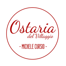Red circular logo reading “Ostaria del Villaggio - Michele Cursio” in red script and text.