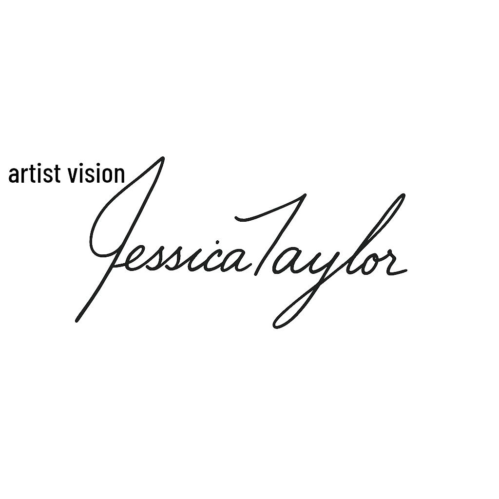 Artist Jessica Taylor, cursive signature, with 