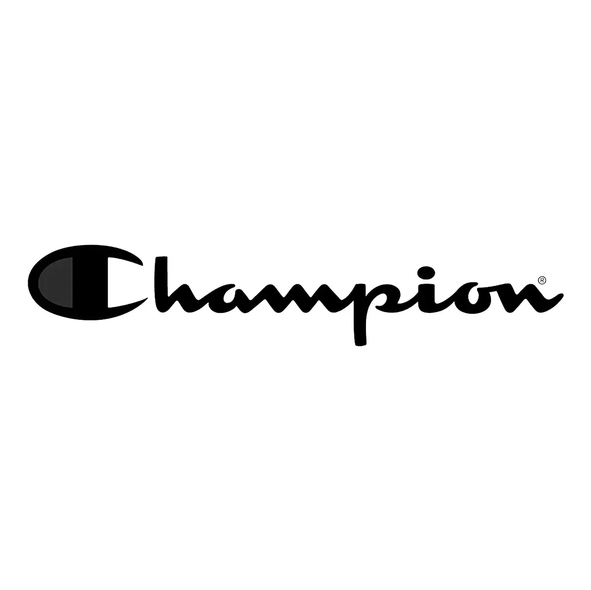 Champion logo in black and white: 