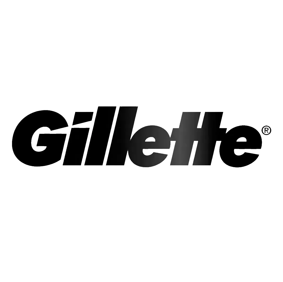 Gillette logo: Black wordmark on white background. 