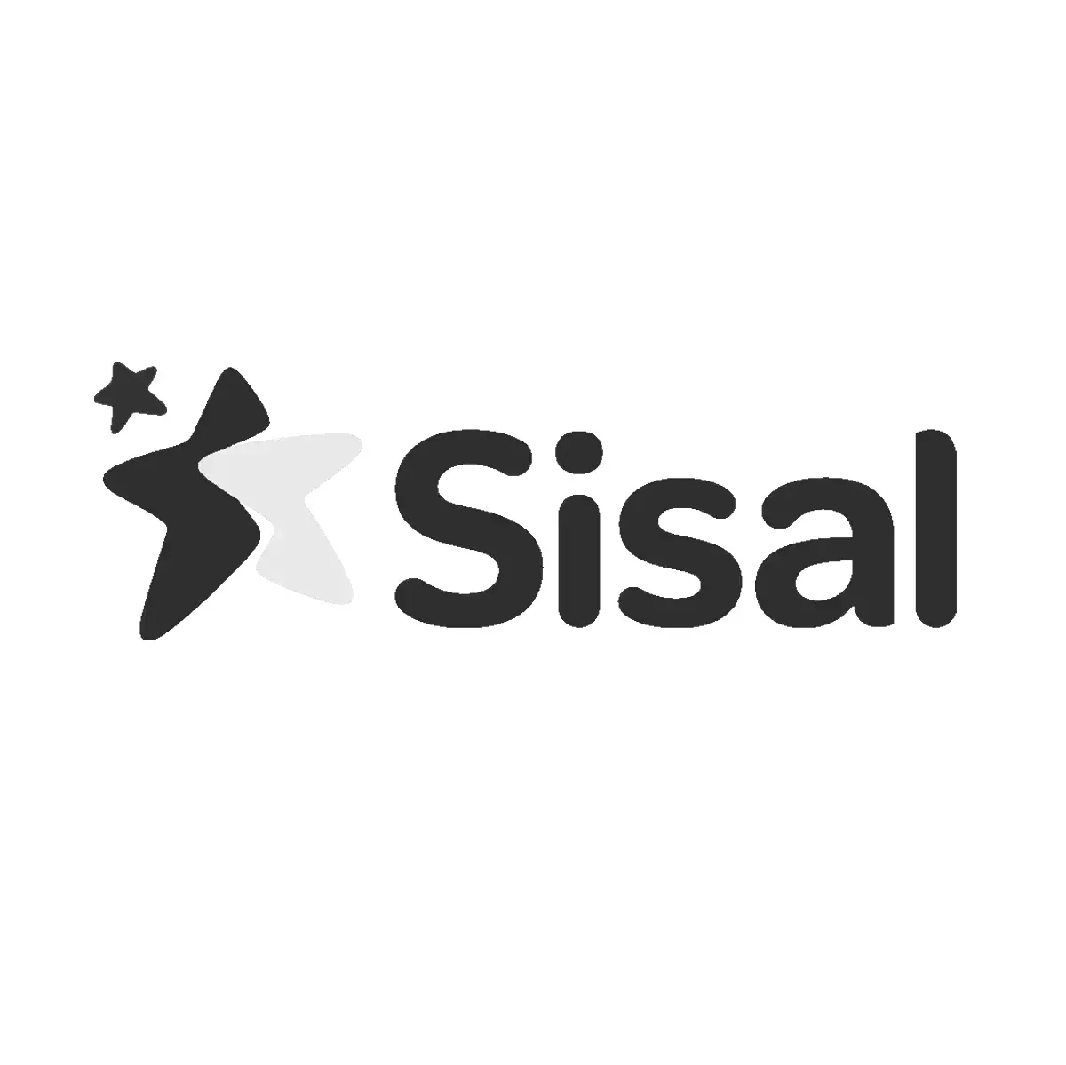 Sisal logo: stylized stars, dark gray and light gray, with the word 