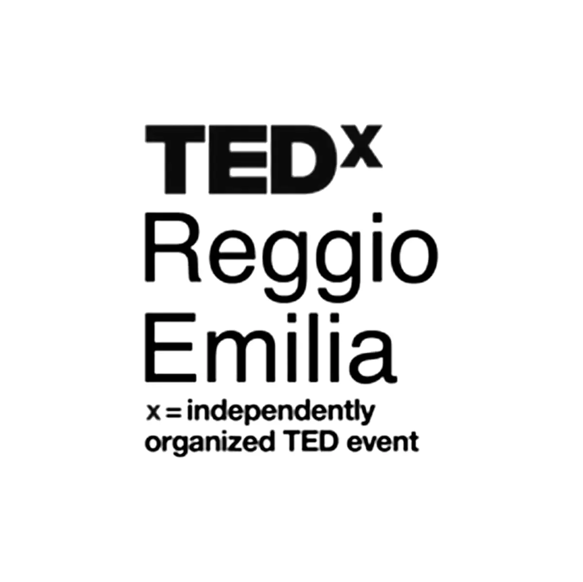 TEDx Reggio Emilia logo: black text on a white background. 