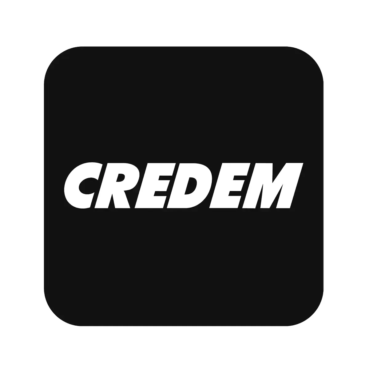 CREDEM logo in white text on a rounded black square.