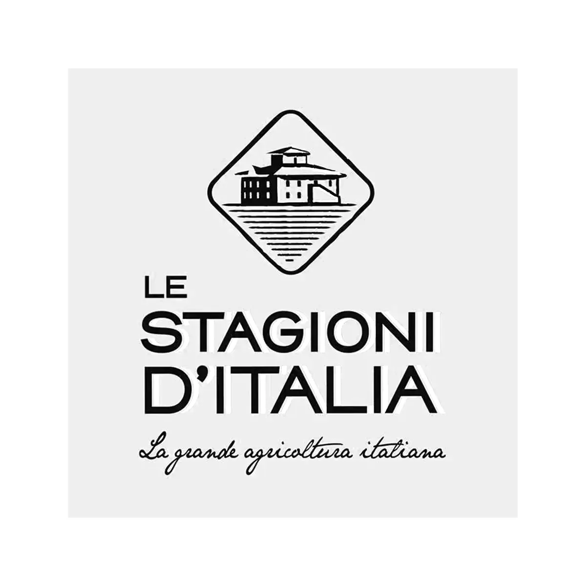 Logo for Le Stagioni d'Italia: a diamond shape with a building icon above text; 