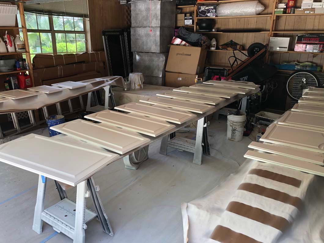 A room filled with lots of tables and boxes.