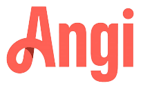The word angi is written in red letters on a white background.
