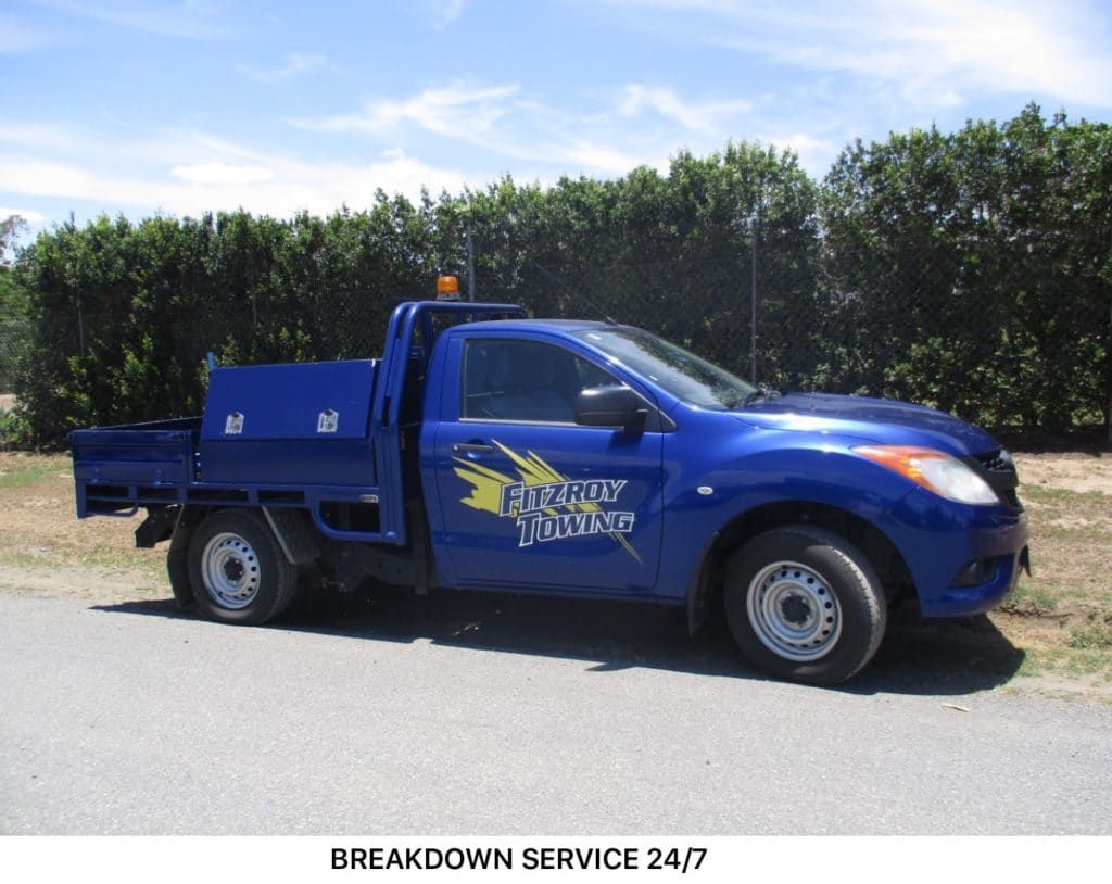 Blue Breakdown Service Truck Parked on Asphalt — Fitzroy Towing & Transport in Parkhurst, QLD