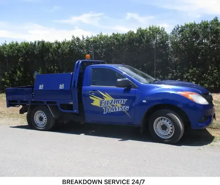 Blue Tow Truck With Flatbed — Fitzroy Towing & Transport in Parkhurst, QLD