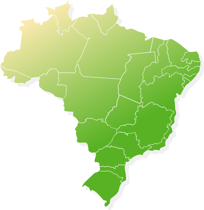 Um mapa verde e amarelo do brasil mostrando os estados