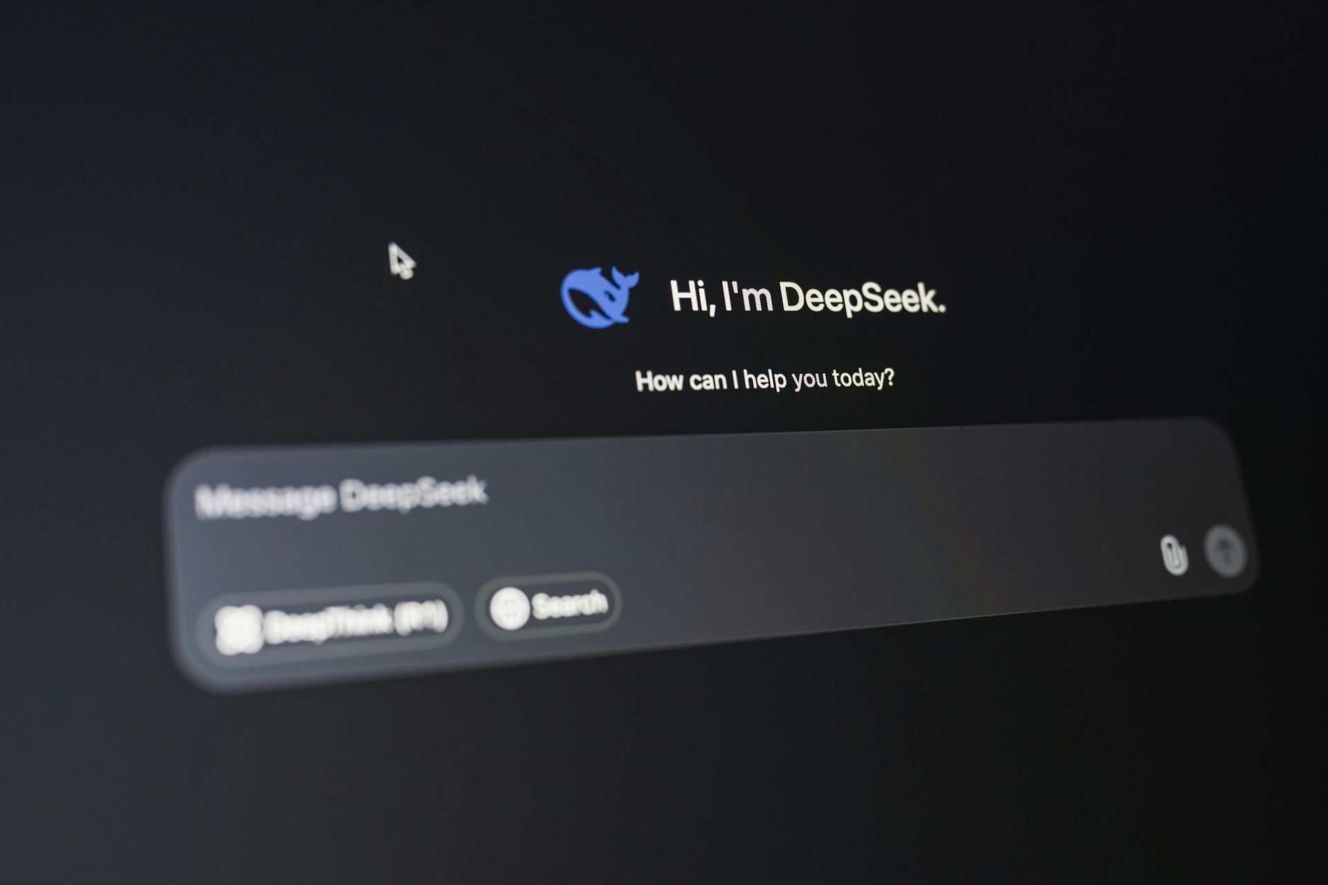 A computer screen that says hi i 'm deepseek