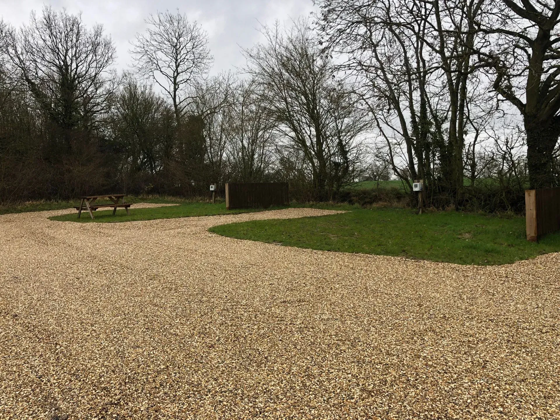 Hard standing pitches provide gravel and grass