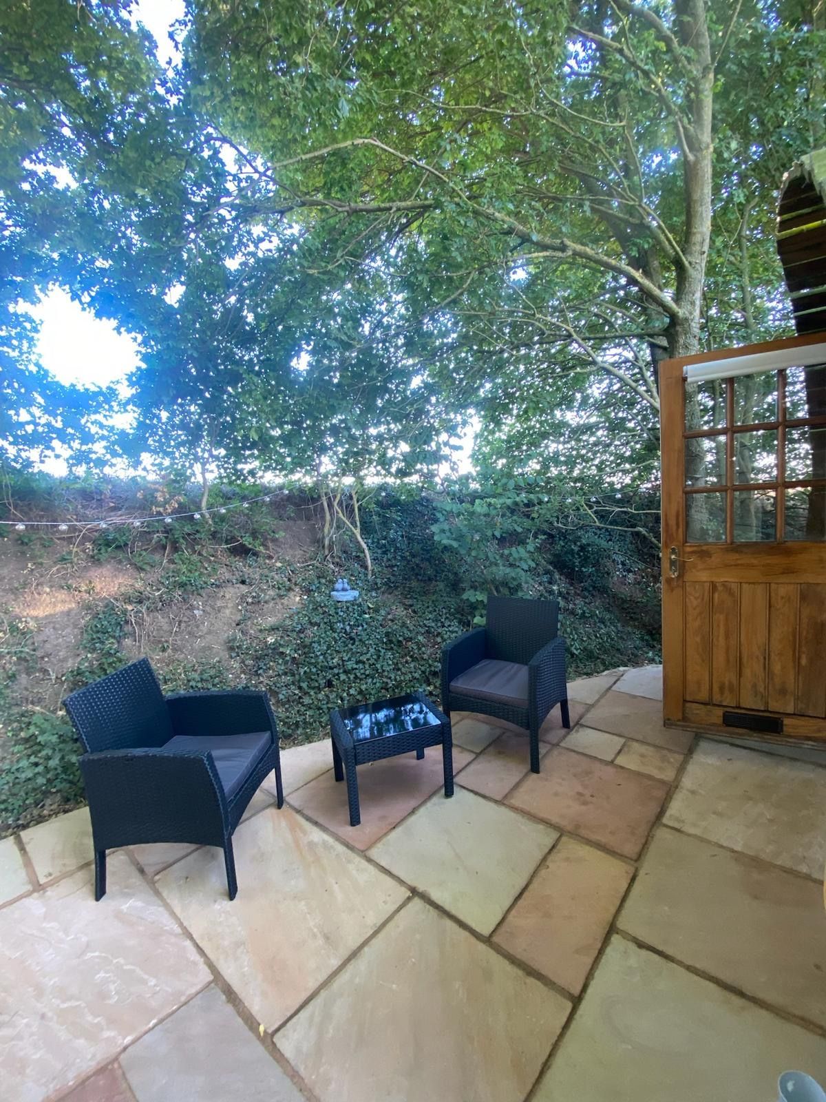 Private seating with fire pit