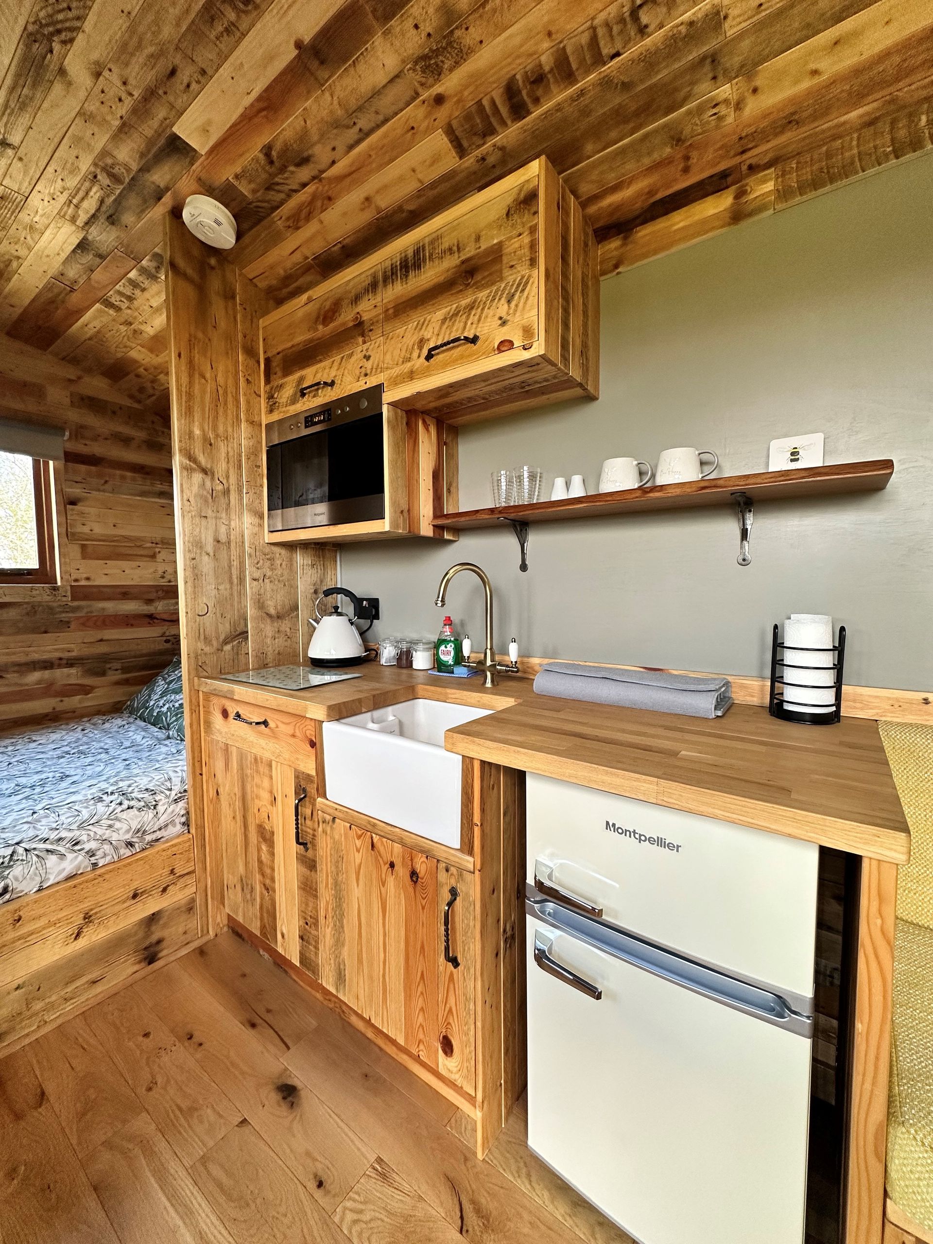 Kitchen area in Shepherds hut